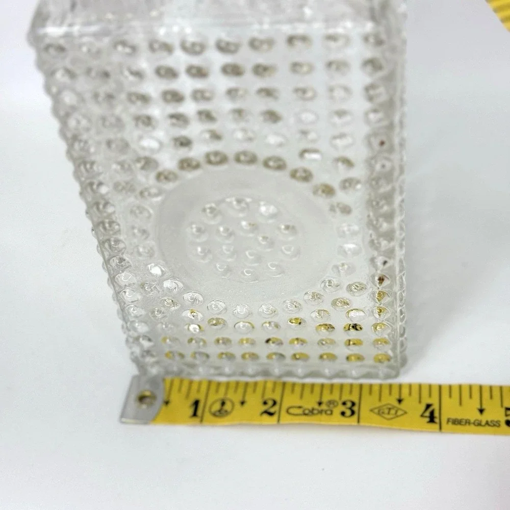 VTG Hobnail Glass Liquor Decanter w/ Stopper + Scotch & Gin Tags Barware Display